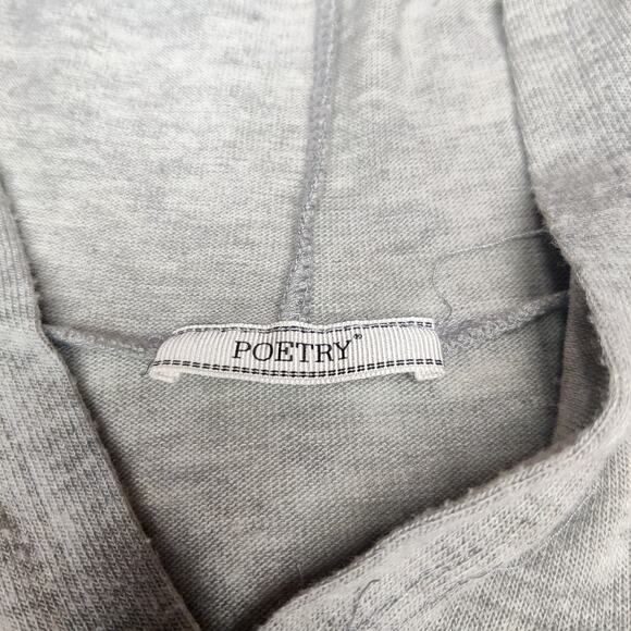 Poetry Triumph Spell Out Graphic Gray Cropped Relaxed Hoodie Sweatshirt Medium - Picture 6 of 9